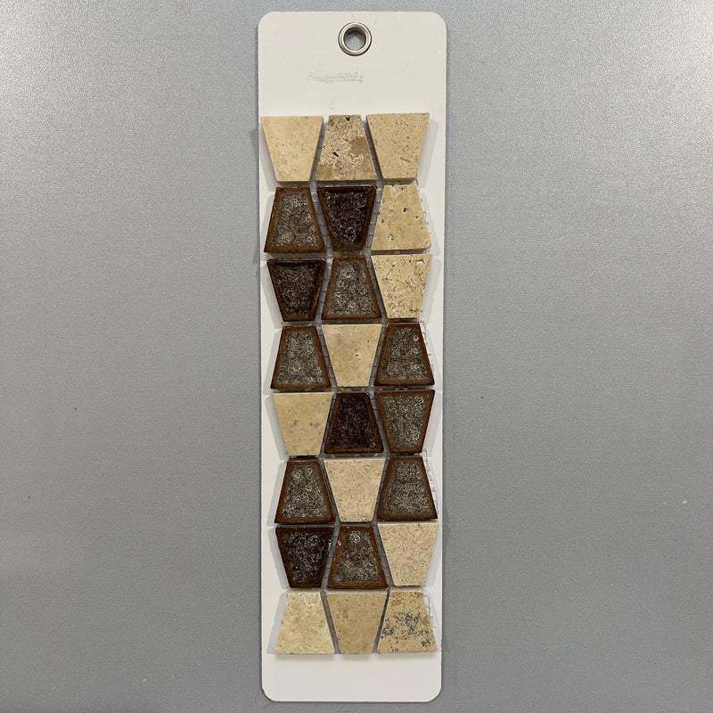 Beige and Brown Limestone and Porcelain Abstract Mosaic - pts935