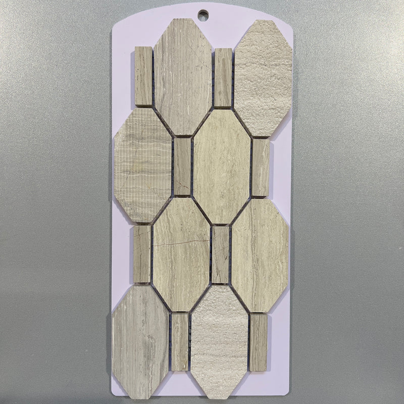 Beige deco limestone abstract mosaic - cbl02wg