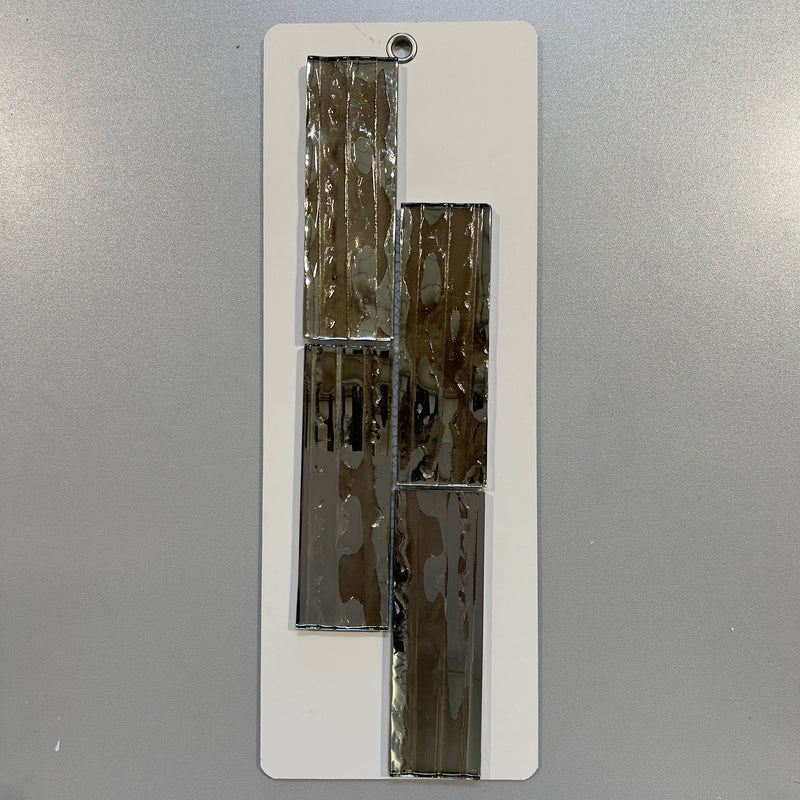 Beige deco mirrored look glass rectangle mosaic - pdrp983