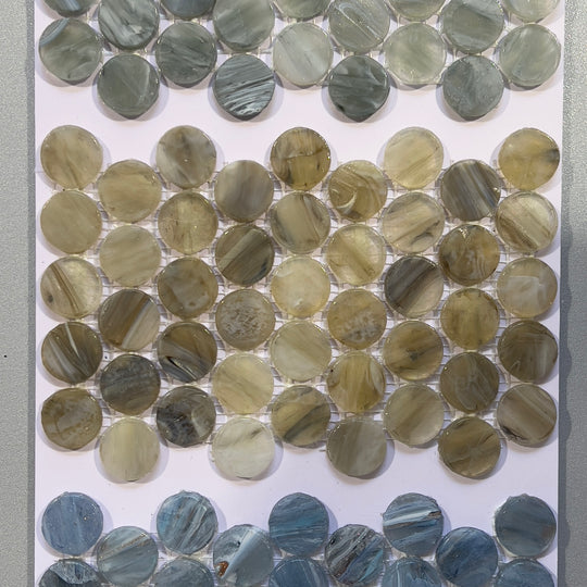 Beige glass penny round mosaic/pool tile - capn02