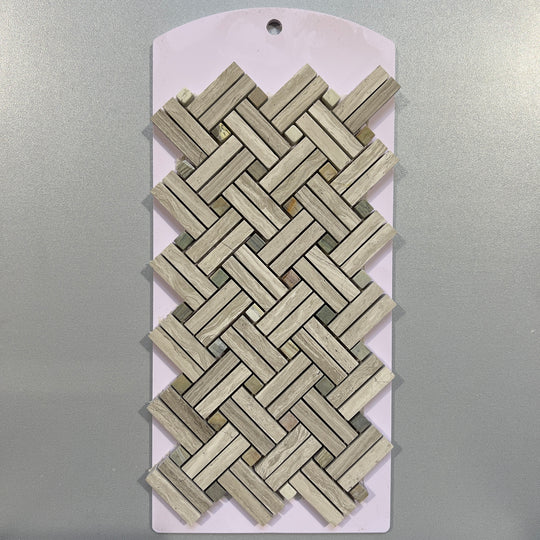 Beige limestone basketweave mosaic - csvb21