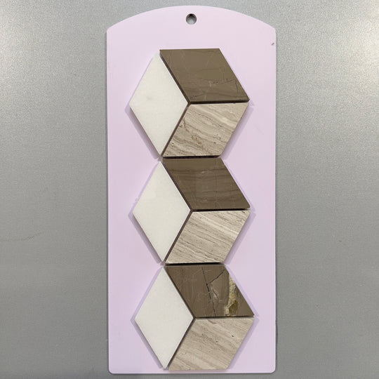 Beige marble 3D look hexagon mosaic - csvs15