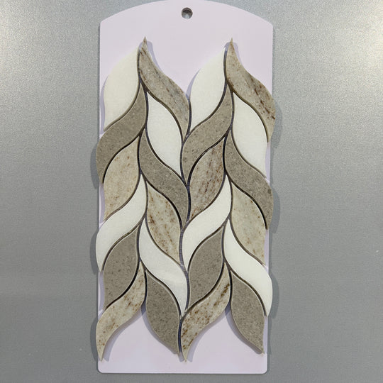 Beige marble floral mosaic - csahlf01