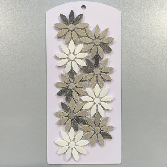 Beige marble floral mosaic - csvf02