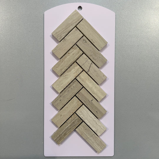 Beige marble herringbone mosaic - csvh08