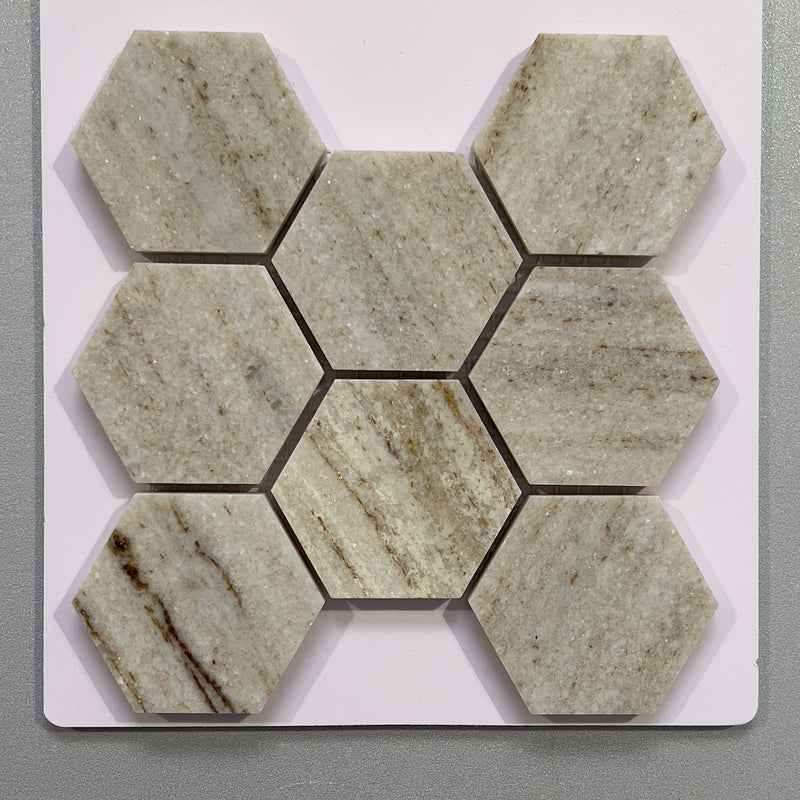 Beige marble hexagon mosaic/pool tile - csahg39p