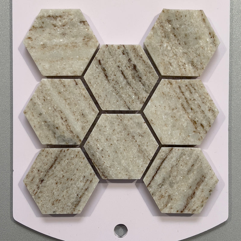 Beige marble hexagon mosaic/pool tile - csahg41h