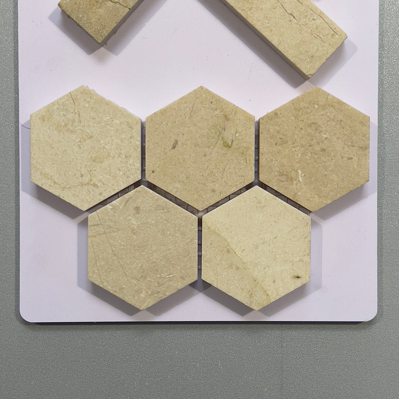 Beige marble hexagon mosaic/pool tile - cvlg14p