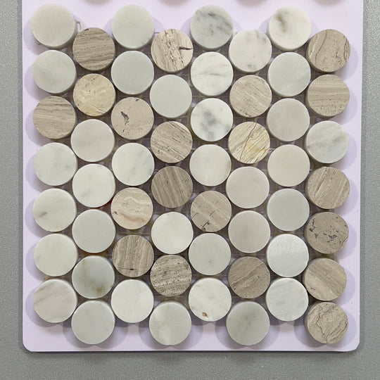 Beige marble pennyround mosaic - csvp15