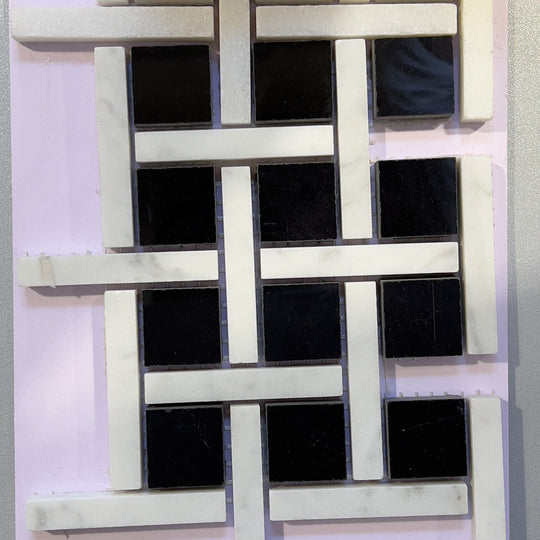 Black marble basketweave mosaic - ctxb01p