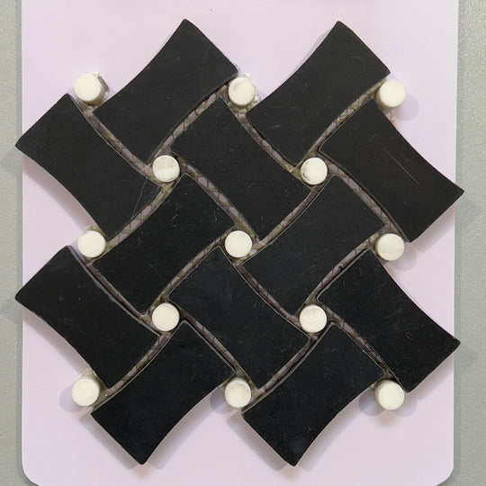 Black marble basketweave mosaic - ctxb29h
