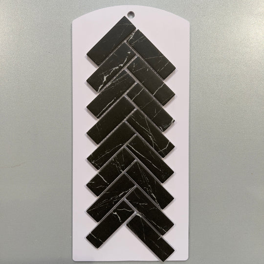 Black marble look glass herringbone mosaic/pool tile - cnnc14bk