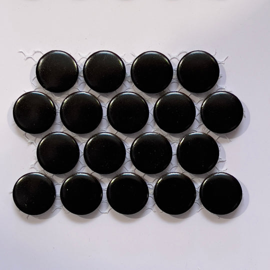 Black matte porcelain penny round mosaic/pool tile - corb03bkm