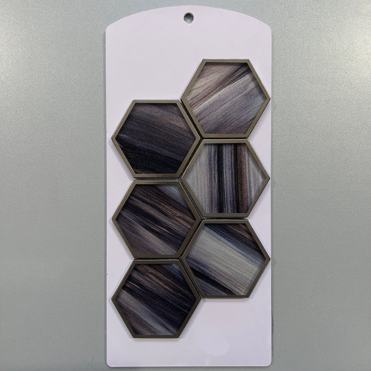 Black mirrored glass hexagon mosaic - cstr06
