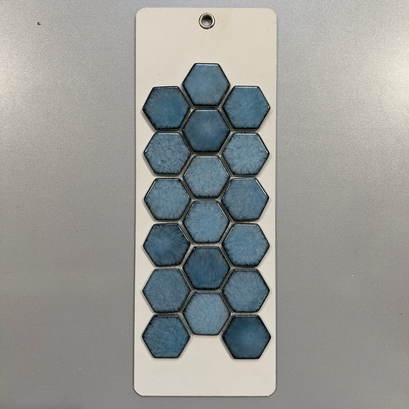 Blue Glass Hexagon Mosaic/Pool Tile - pgr888