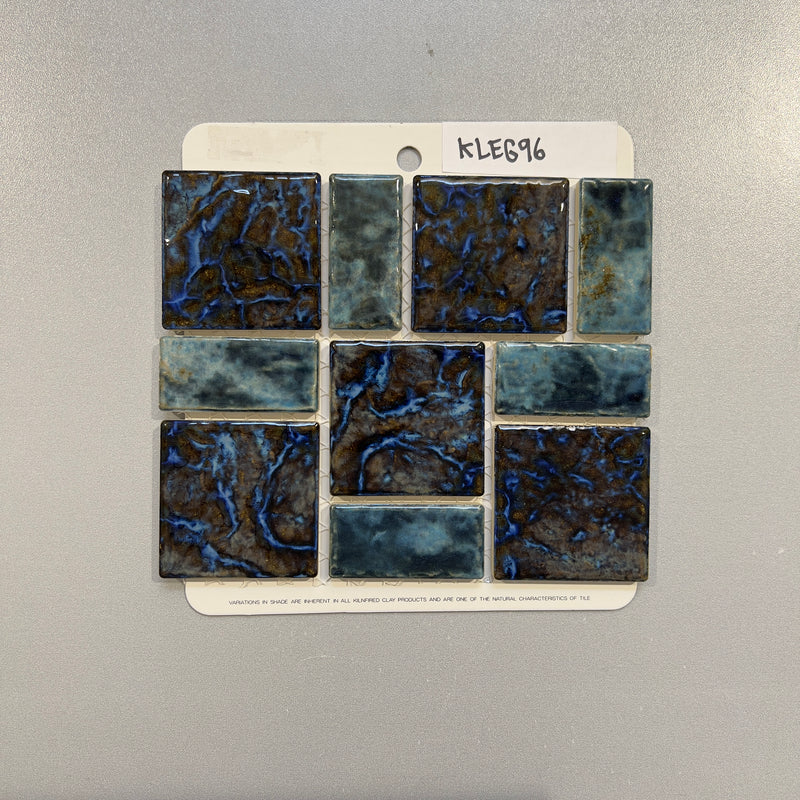 Blue Abstract Mosaic Pool Tile KLEG96