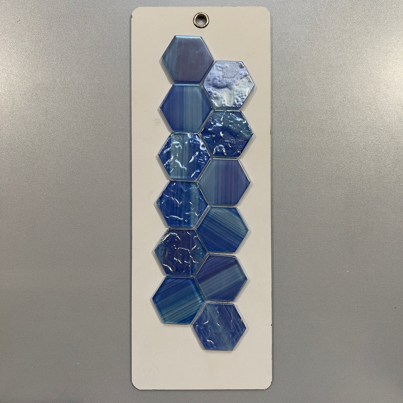 Blue Slate Look Glass Hexagon Mosaic/Pool Tile - pupb2105