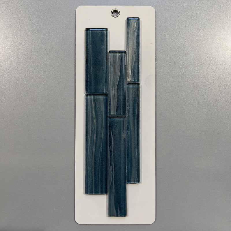 Blue Wood Look Glass Linear Mosaic - pmsts4283