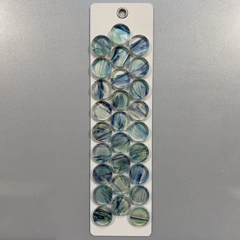Blue and Green Marble Look Glass Penny Round Mosaic - psts3802