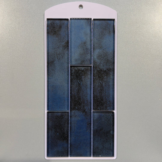 Blue concrete look glass rectangle mosaic - cc10