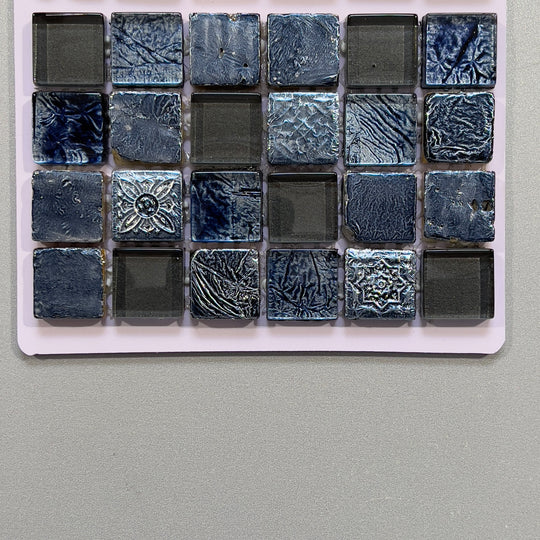 Blue deco glass square mosaic - cbda2324