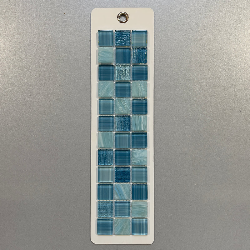 Blue deco glass square mosaic/pool tile - pink4102