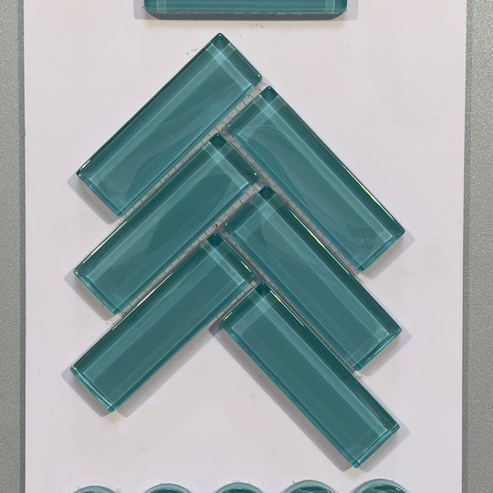 Blue glass herrinbone mosaic - chb041