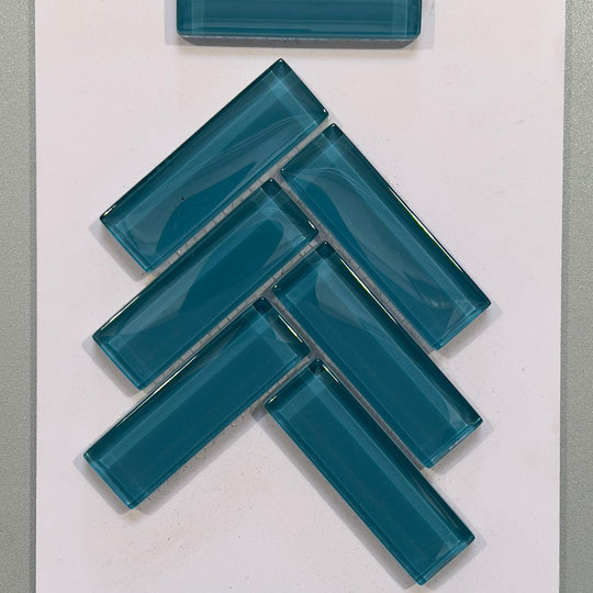 Blue glass herringbone mosaic - chb042