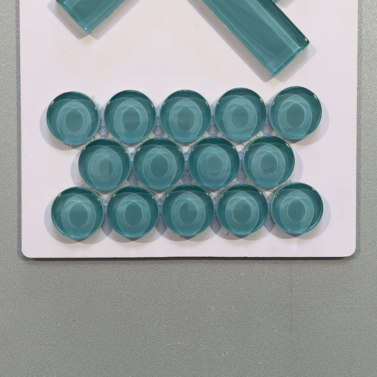 Blue glass penny round mosaic - cpn041