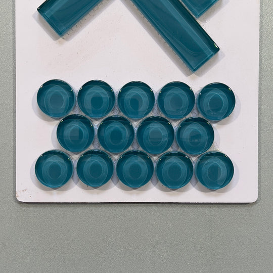 Blue glass penny round mosaic - cpn042