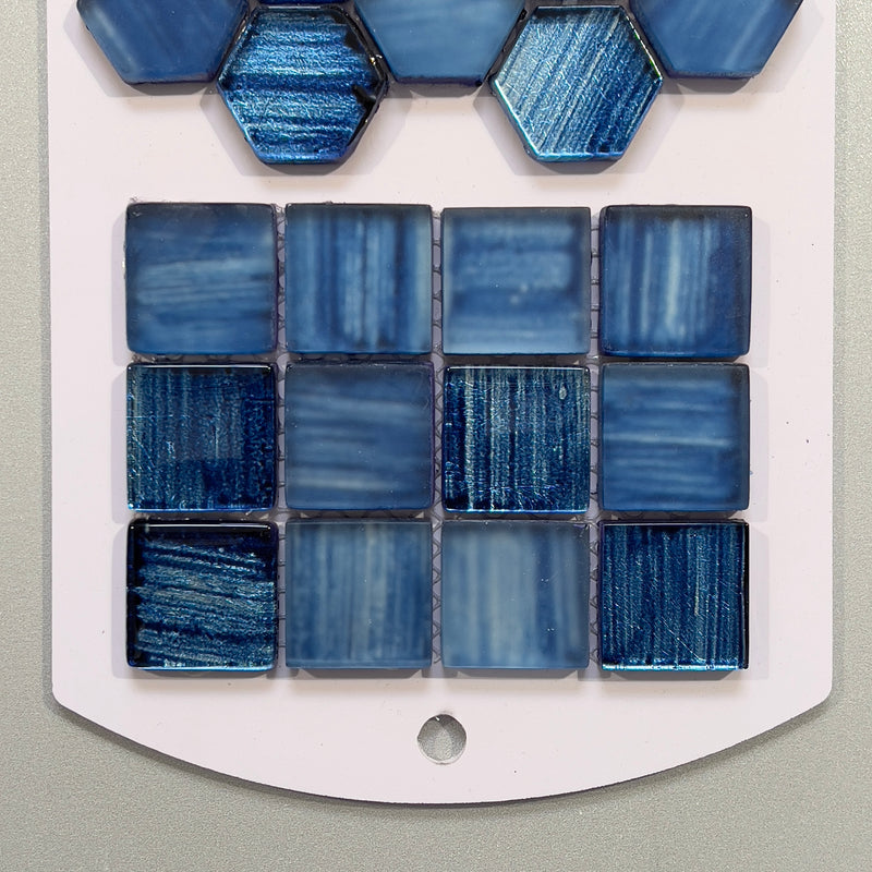 Blue glass square mosaic - chm310