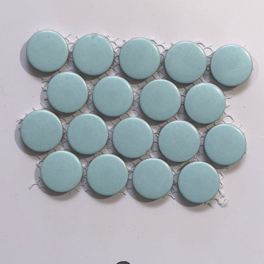 Blue matte porcelain penny round mosaic/pool tile - corb016lblm
