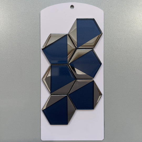 Blue mirrored glass hexagon mosaic - cmnc11ma