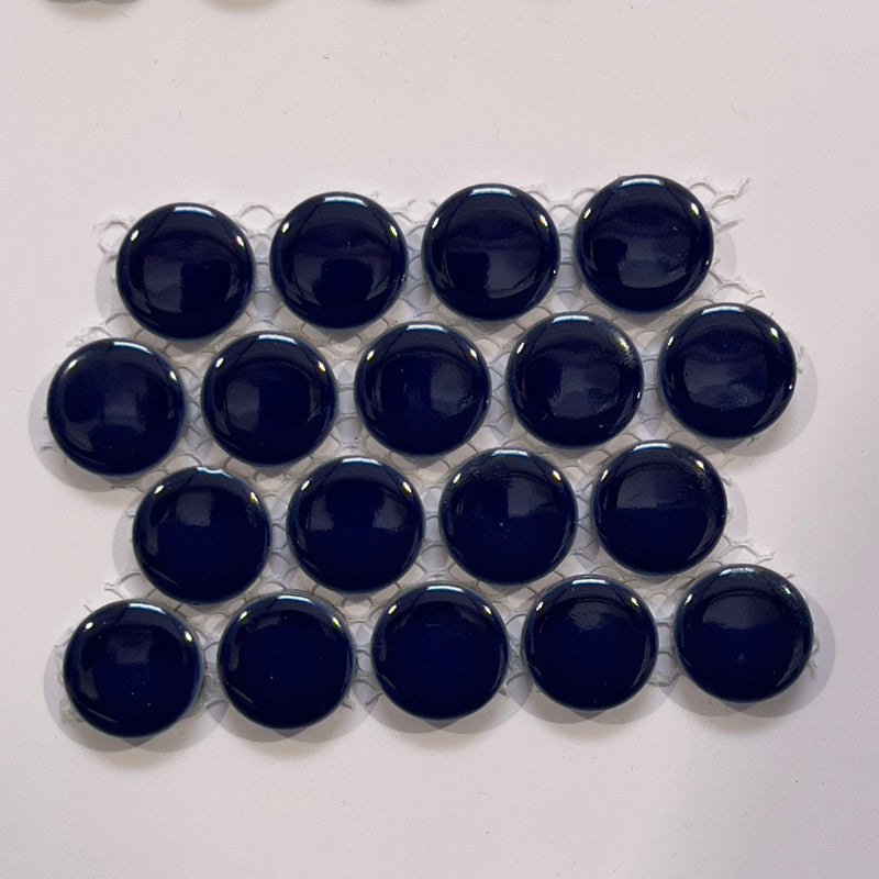 Blue porcelain penny round mosaic/pool tile - corb011nvg