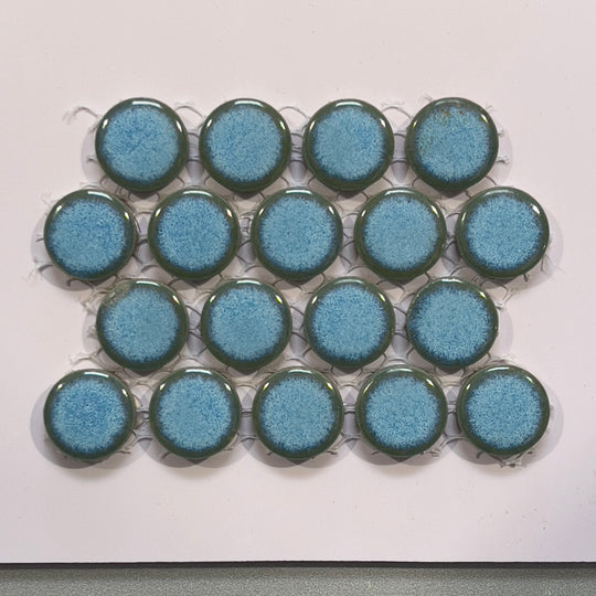 Blue porcelain penny round mosaic/pool tile - corb012blg