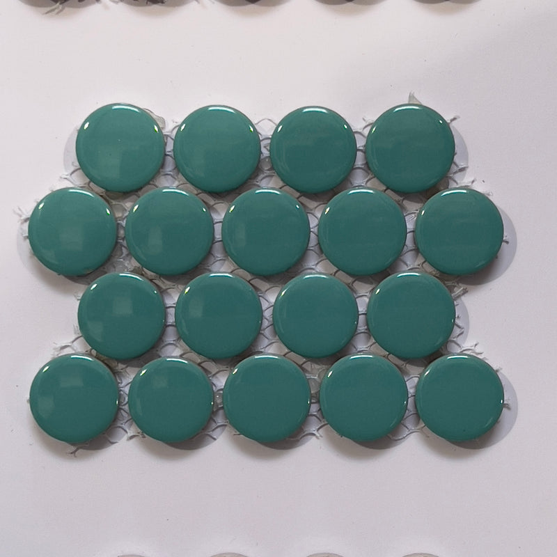 Blue porcelain penny round mosaic/pool tile - corb014gng