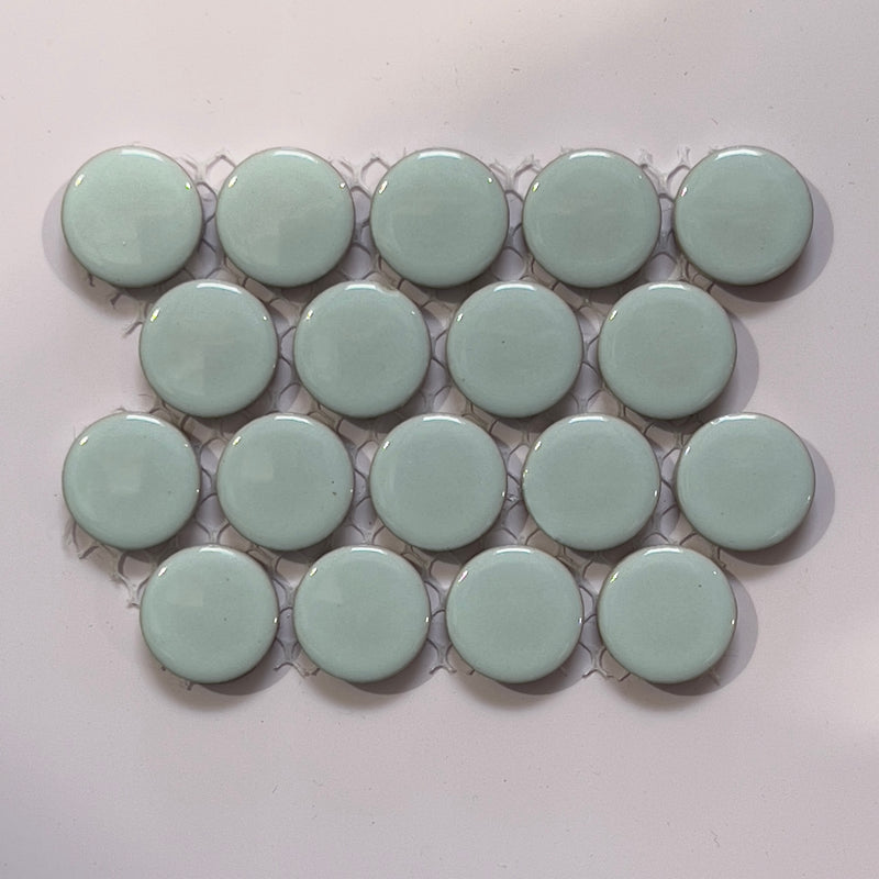 Blue porcelain penny round mosaic/pool tile - corb10lblg