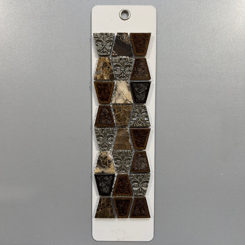 Brown Deco Limestone and Porcelain Abstract Mosaic - pts937