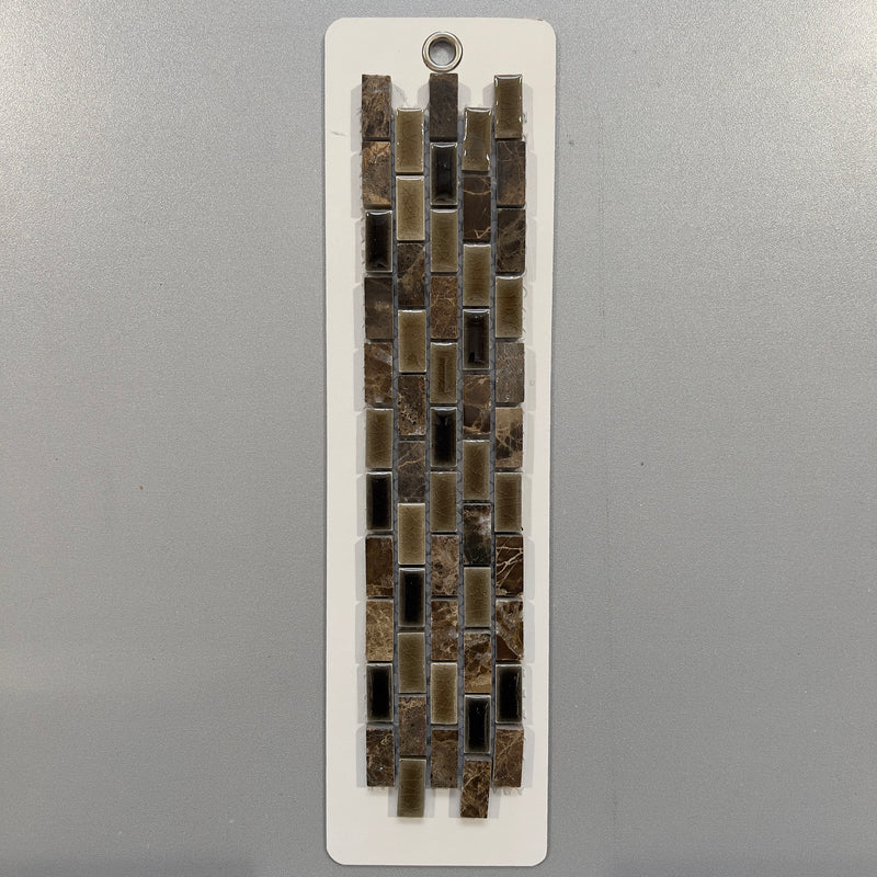Brown Porcelain and Marble Linear Mosaic/Pool Tile - ppbs07