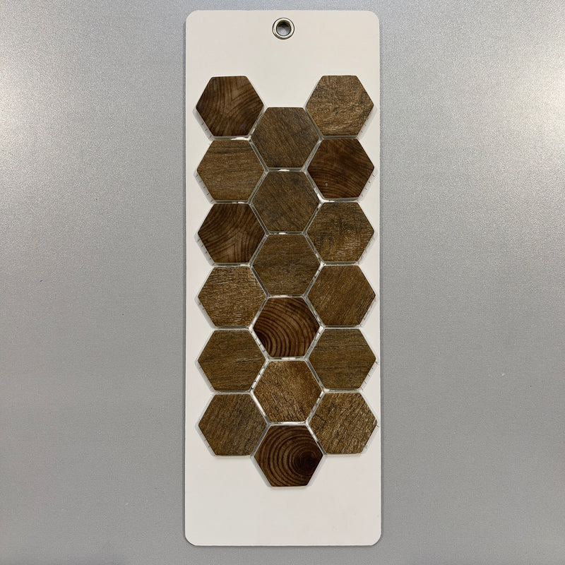 Brown Wood Look Glass Hexagon Mosaic/Pool Tile - pwdl4001