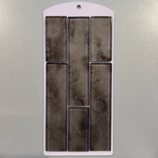 Brown concrete look glass rectangle mosaic - cc11