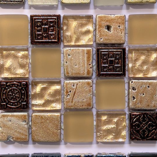 Brown deco glass square mosaic - cbda2321