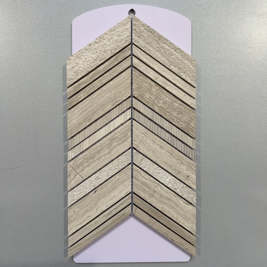 Brown deco marble chevron mosaic - cbl07wg