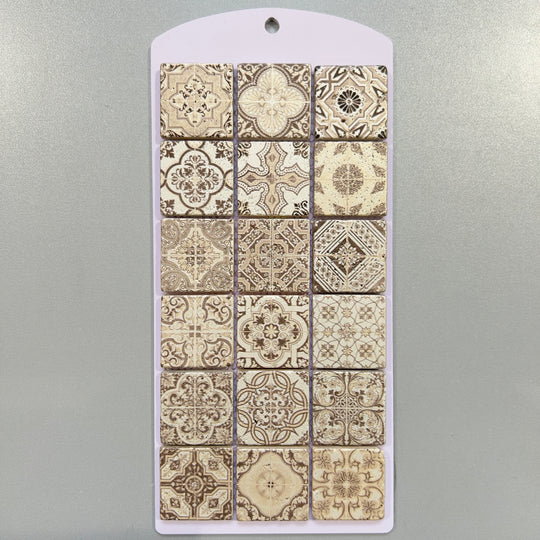 Brown deco travertine square mosaic - cfst2