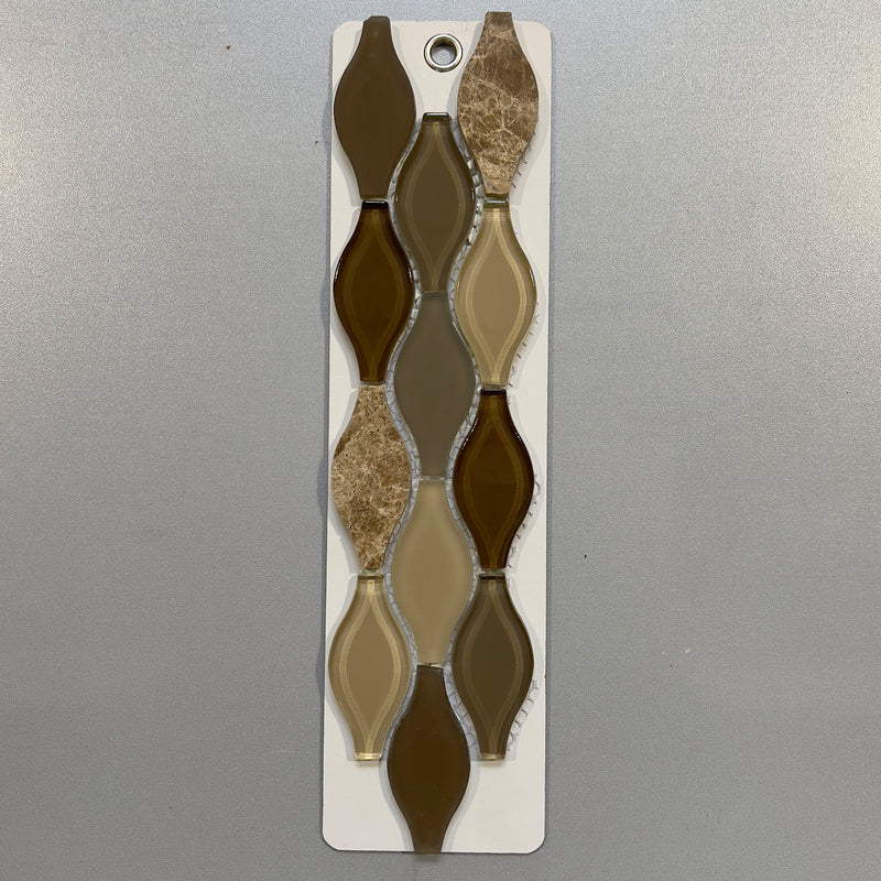 Brown glass and marble ripple mosaic/pool tile - psgs75