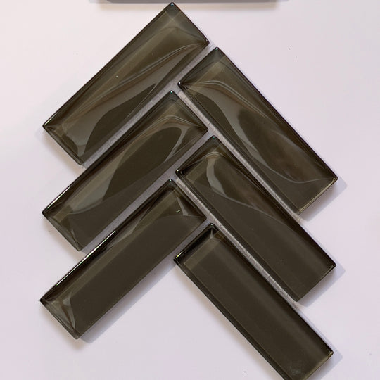 Brown glass herringbone mosaic - chb098