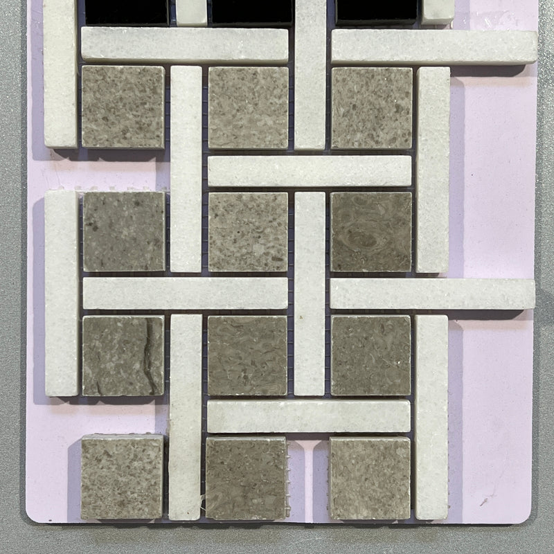 Brown marble basketweave mosaic - ckbb02
