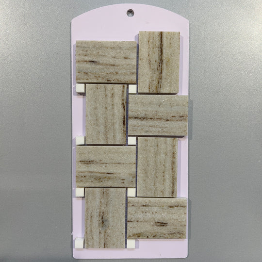 Brown marble basketweave mosaic - csahb36