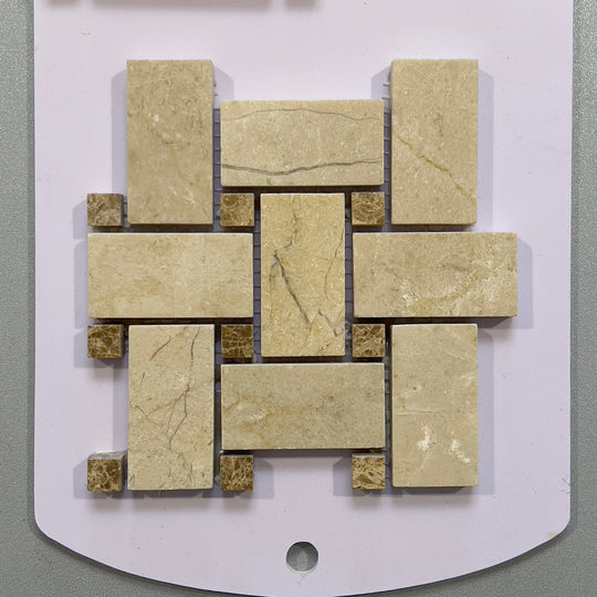 Brown marble basketweave mosaic - cvlb27