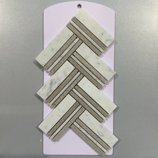 Brown marble herringbone mosaic - ckbb11